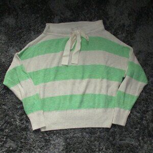 Free People Striped Linen Blend Sweater Women's Size XS Green/Ivory NWT